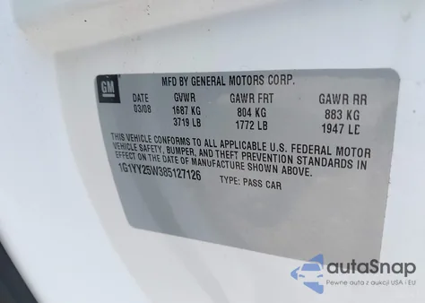 2008 Chevrolet Corvette from USA, damaged, VIN 1G1YY25W385127126